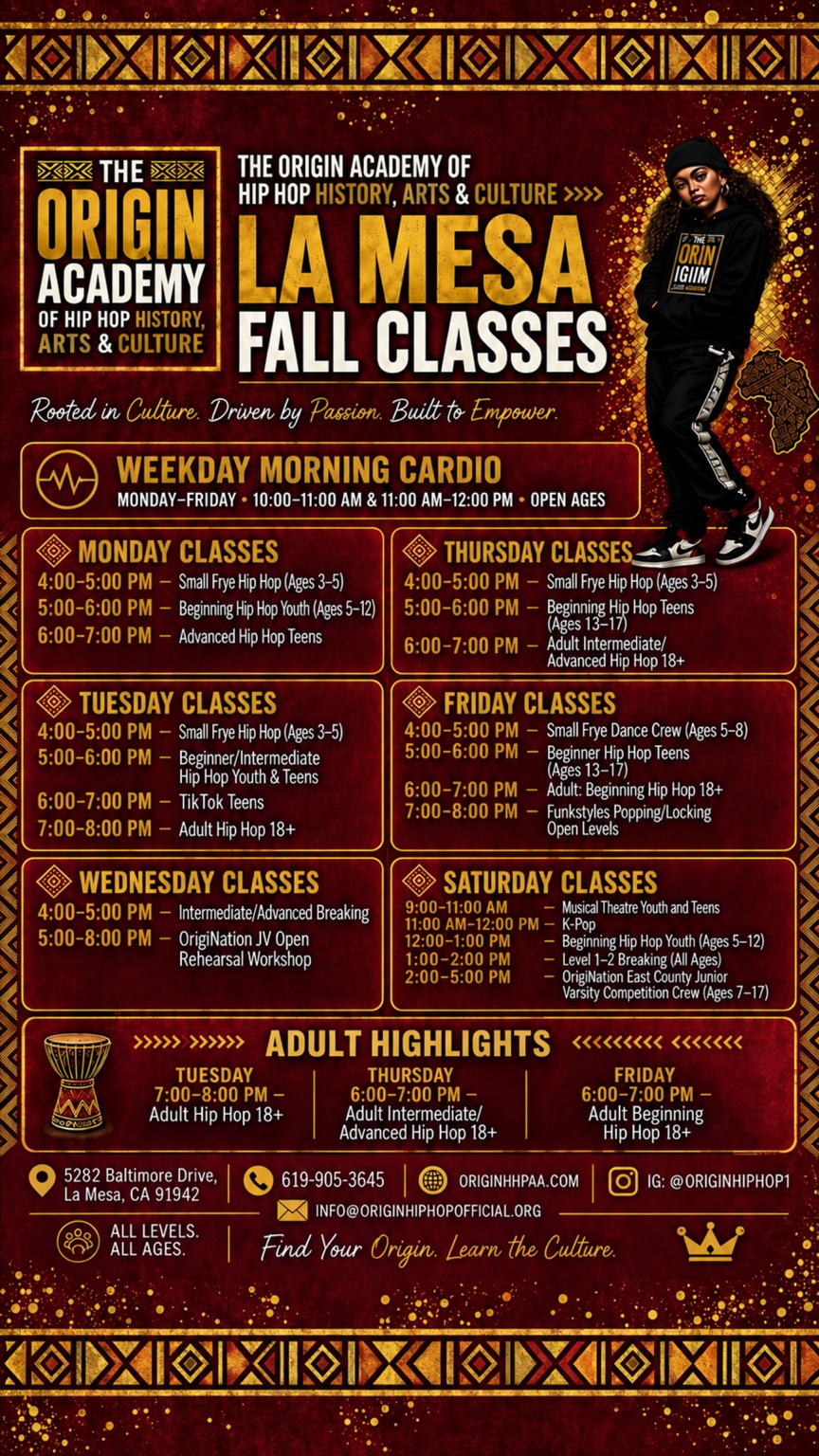 La Mesa fall class schedule flyer